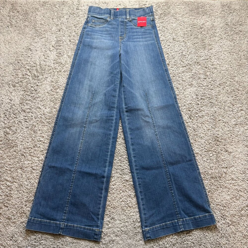 Spanx NWT Seamed Front Wide Leg Jeans Womens XS Vintage Slimming Pull On